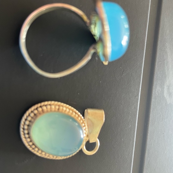 925 sterling silver Sz 9 ring and pendant - Picture 3 of 5